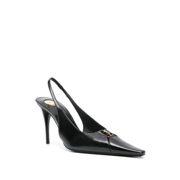 SAINT LAURENT Slingback Pointed-Toe Heels Women BLACK Pumps - Picture 2 of 5